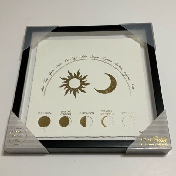 marmont hill Other - Moon, Sun and Zodiac Hand Foiled Framed Paper Art. Cream and Gold. So Cool